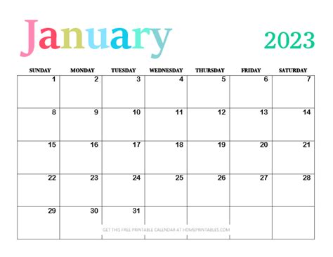 2023 Free Printable Calendars In Awesome Colors