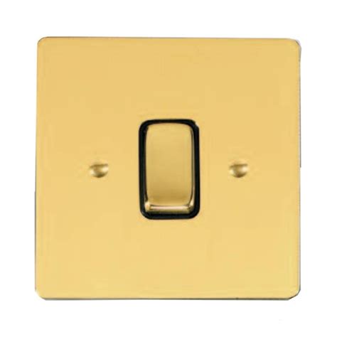 1 Gang Intermediate 20a Rocker Grid Switch In Polished Brass And Black
