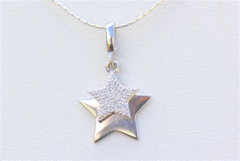 Star Necklace Sterling Silver Zircon Elegant Sparkly Etsy Star
