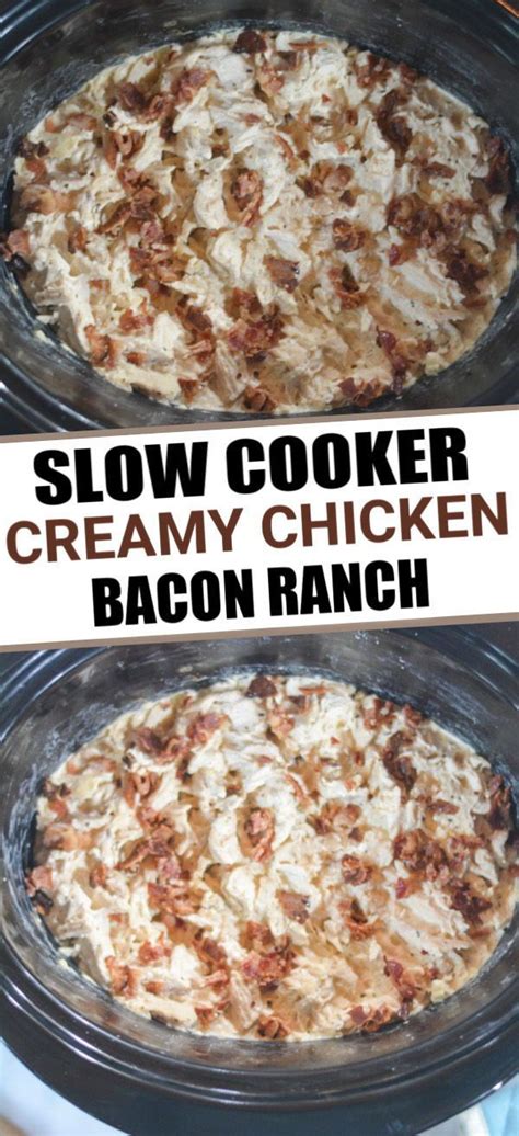 Cover the slow cooker and cook on the low setting until tender enough to shred, 4 1/2 to 5 1/2 hours. Slow Cooker Chicken Bacon Ranch | Recipe | Ranch recipe ...