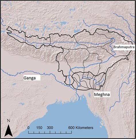 Map Showing The Multi Branch Brahmaputra And Meghna River Systems With