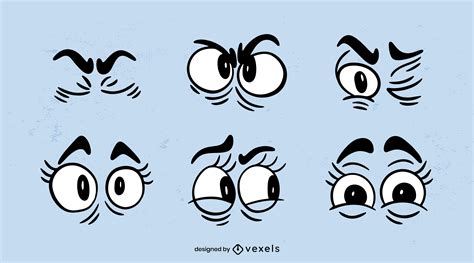 Cartoon Character Eye Expressions Set Vector Download