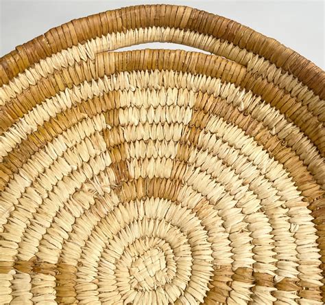 Large Papago Basket Tray Shallow Bowl Vintage Native American Handwoven