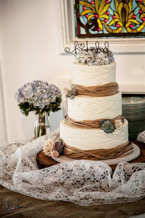 Lace And Burlap Wedding Cake