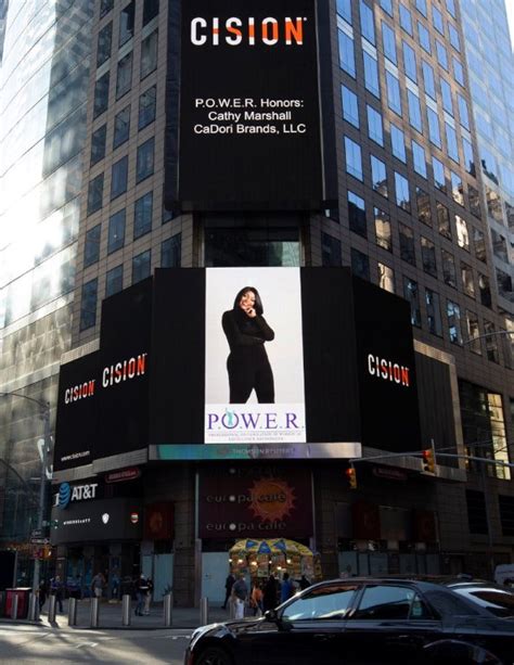 cathy marshall cadori brands llc showcased on the reuters billboard in times square by p o w e
