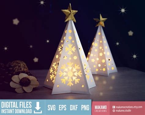 3d Christmas Tree Paper Lantern Svg Diy Christmas Decor Etsy Uk