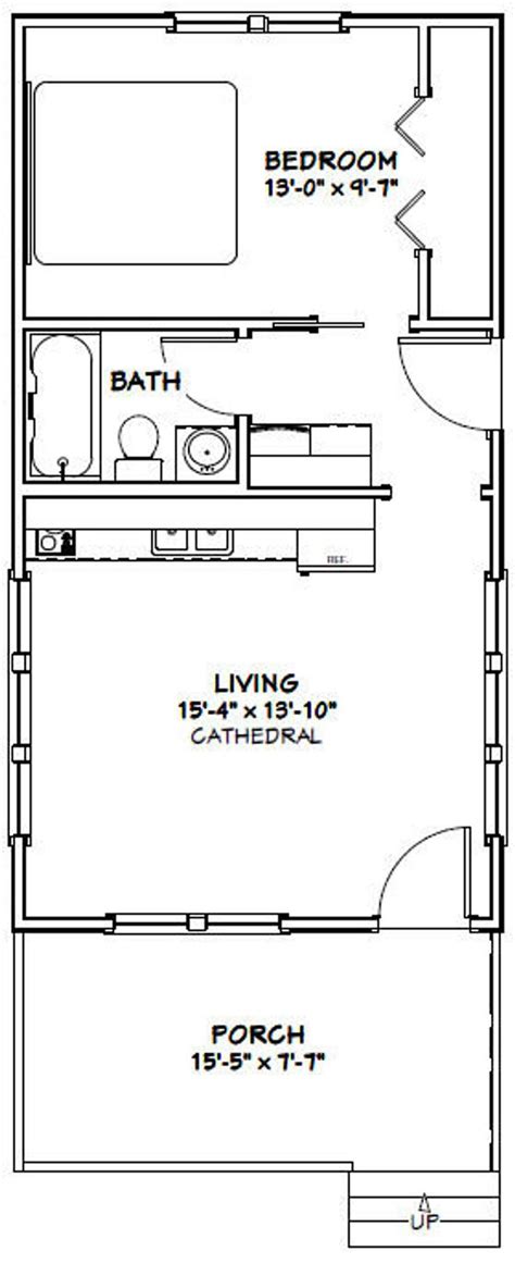 16x30 Tiny House 1 Bedroom 1 Bath 480 Sq Ft Pdf Floor Plan Instant