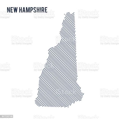 Vector Abstract Wave Map Of State Of New Hampshire Isolated On A White