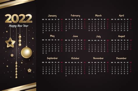 Free Vector Realistic 2022 Calendar Template