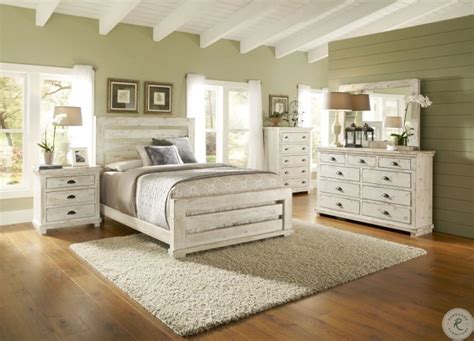 Willow Distressed White Slat Bedroom Set From Progressive Furniture