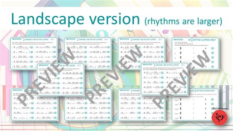 10 Compound Time 68 Rhythm Clapping Sheets Teaching Resources