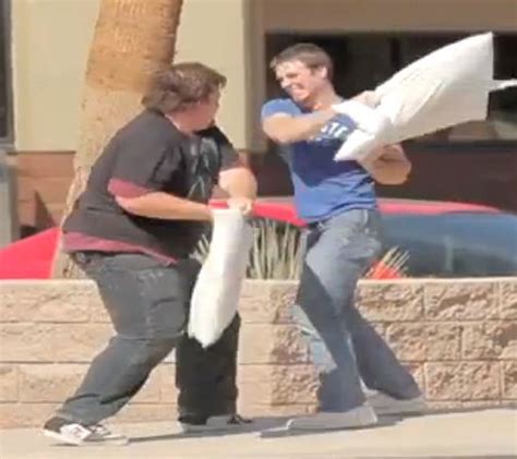 Viral Video Man Starts Spontaneous Pillow Fight