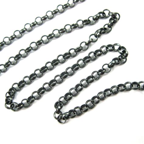 Oxidized Sterling Silver Chain 35mm Rolo Chain Bulk Unfinished Chain
