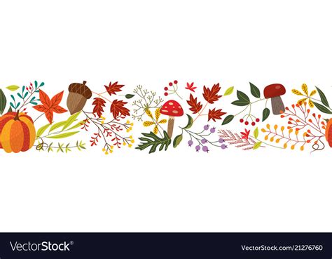 Autumn Horizontal Banner With Fall Colorful Plants