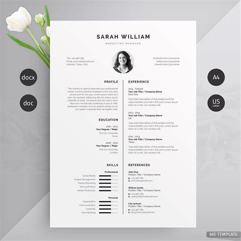 When that happens, your cv did its job. 1 page CV / modèle de CV avec un design épuré et ...