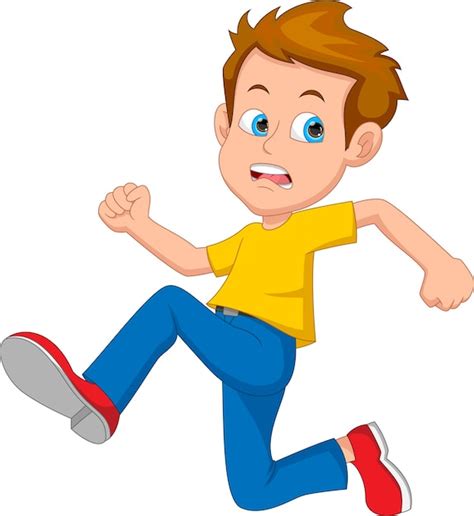 Premium Vector Cartoon Cute Boy Running Away