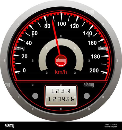 Icon Of Tachometer Or Speedometer In Kilometers Per Hour Stock Vector