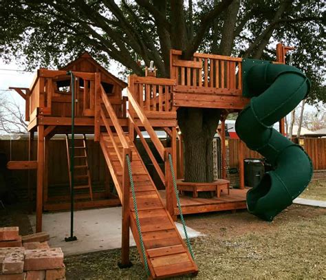Kids Forts With Tree Decks Backyard Fun Factory