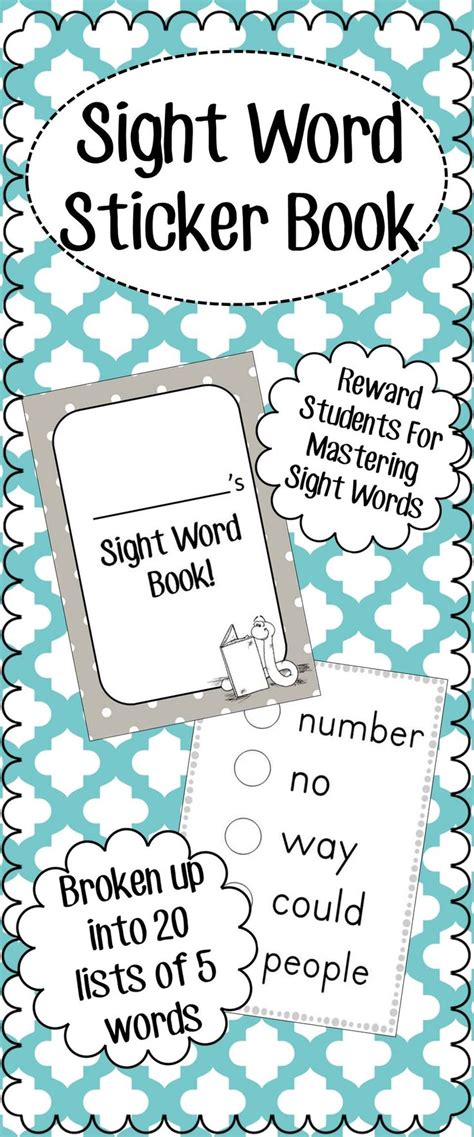 Sight Word Sticker Book Reward Students For Mastering Sight Words Fry
