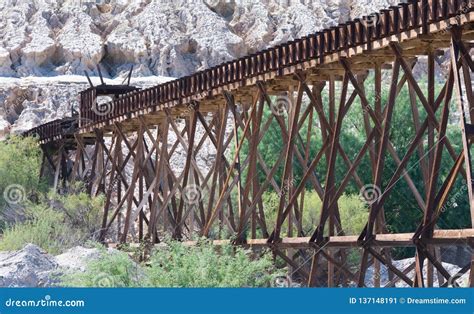 Wooden Railroad Trestle For The Use Of Copper Ore Transport Stock Image