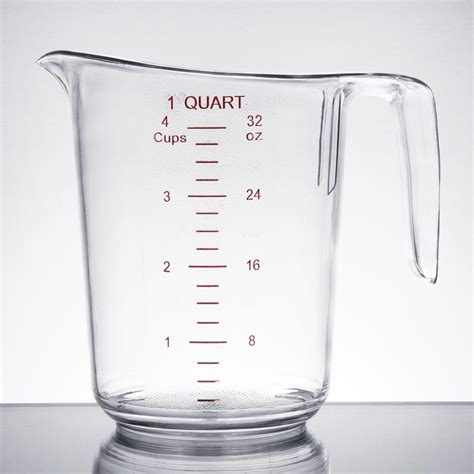 That means that there are 128 of these imaginary units in a gallon, but there are also 9 quarts in a gallon. Choice 1 Qt. Clear Plastic Measuring Cup with Gradations