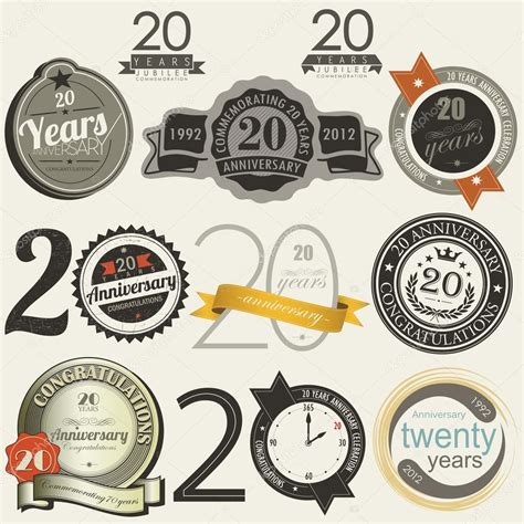 20 Years Anniversary Signs And Cards Stock Vector Image By ©rekaa 22343483