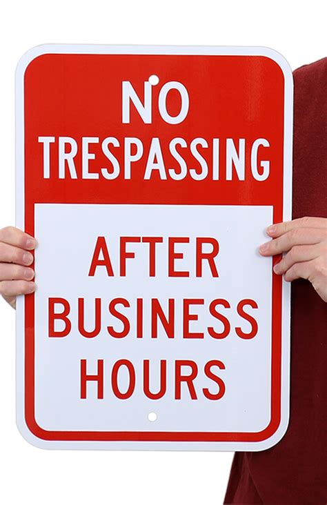 No Trespassing After Business Hours Sign Sku K 8932