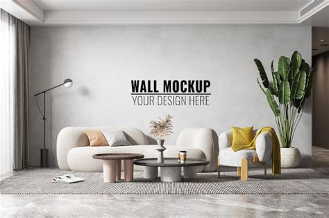 Premium Psd Interior Modern Living Room Wall Mockup