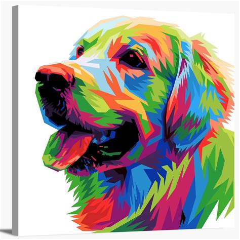 Colorful Golden Retriever Dog Puppy Pop Art Modern Multicolor Animal