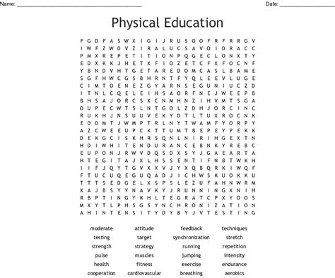 Physical Education Word Search Printable Word Search Printable