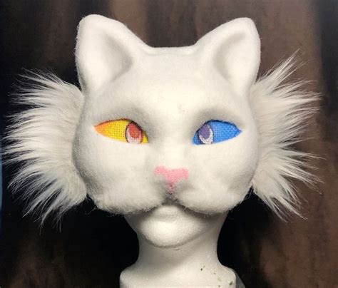 Turkish Angora White Cat Therian Mask In 2024 Cat Mask Diy