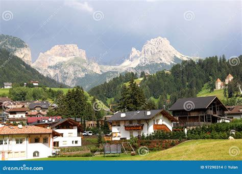 Villages In Dolomites Mountain Stock Photo Image Of Santa Italien