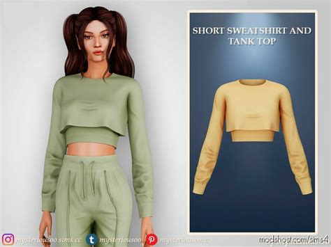Short Sweatshirt And Tank Top Sims 4 Clothes Mod Modshost