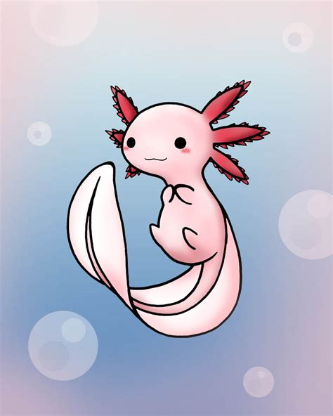 Easy Kawaii Cute Axolotl Drawing Premium Vector Clipart Kawaii