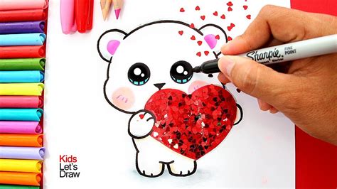 Aprende A Dibujar Un Osito Con Un CorazÓn Glitter San Valentín Youtube