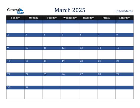 March 2025 Calendar With United States Holidays