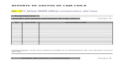 Formato Reporte Reembolso De Caja Chica V1