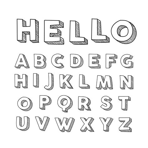3d Fonts Hand Drawn Lettering Alphabet Fonts Lettering Alphabet