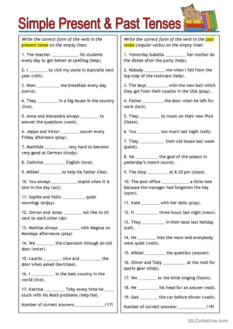 Simple Present And Past Tenses General English Esl Worksheets Pdf And Doc