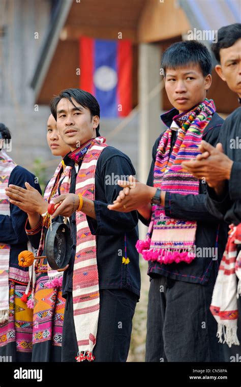Laos Sainyabuli Province Hongsa Young Mans In Traditional Dress