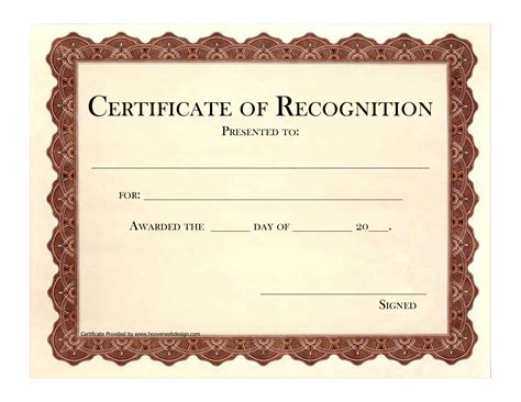 Certificate Of Recognition Template Free Printable Printable