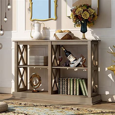 Knocbel Farmhouse Entryway Console Table With Open Storage