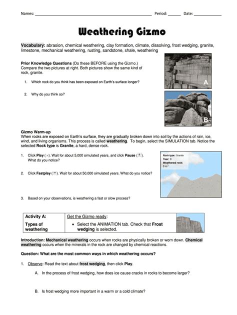Teacher guides, lesson plans, and more. Weathering Gizmo Answer Key - Fill and Sign Printable ...
