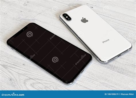 Apple Iphone Xs Max Silver Front And Back Sides Editorial Stock Image