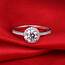 Halo Wedding Rings Inlaid Shiny Cubic Zirconia For Women