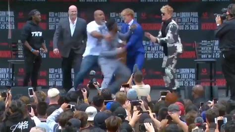 Ksi And Logan Paul Fight On Stage Live At Press Conference Full Hd