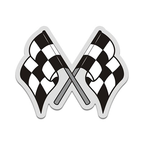 Checkered Racing Crossed Flags Sticker Decal Street Drag Stock Car