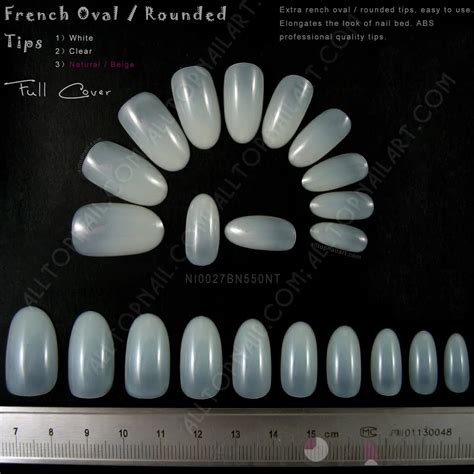 200 Sets French Oval Full Cover Fake Nail Art Tips Natural Acrylic