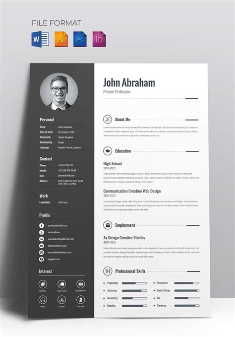 While the resume and cv (short for curriculum vitae) are both used by individuals seeking employment, there are a few key points that the primary differences between a resume and a cv? Minimal Creative CV Resume Template #67714