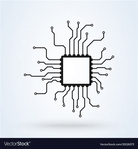 Processor Chip Cpu Microprocessor Modern Icon Vector Image